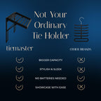 Tiemaster Tie And Scarf Organizer, Battery-Free Organizer, Holds 60 Ties And Scarves, Easy Installation, Sleek Design, Preserve