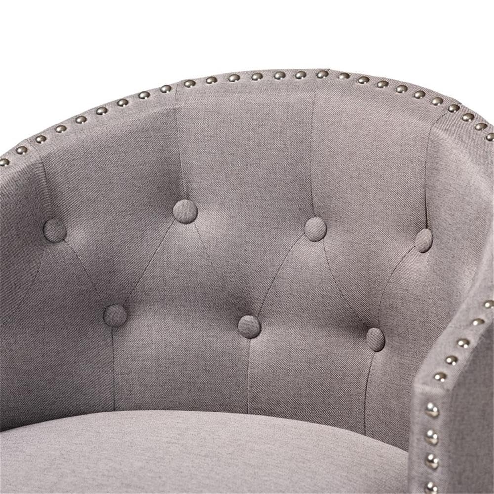 Baxton Studio Theron Mid-Century Transitional Grey Fabric and Espresso Brown Finished Wood 2-Piece Swivel Counter Stool Set