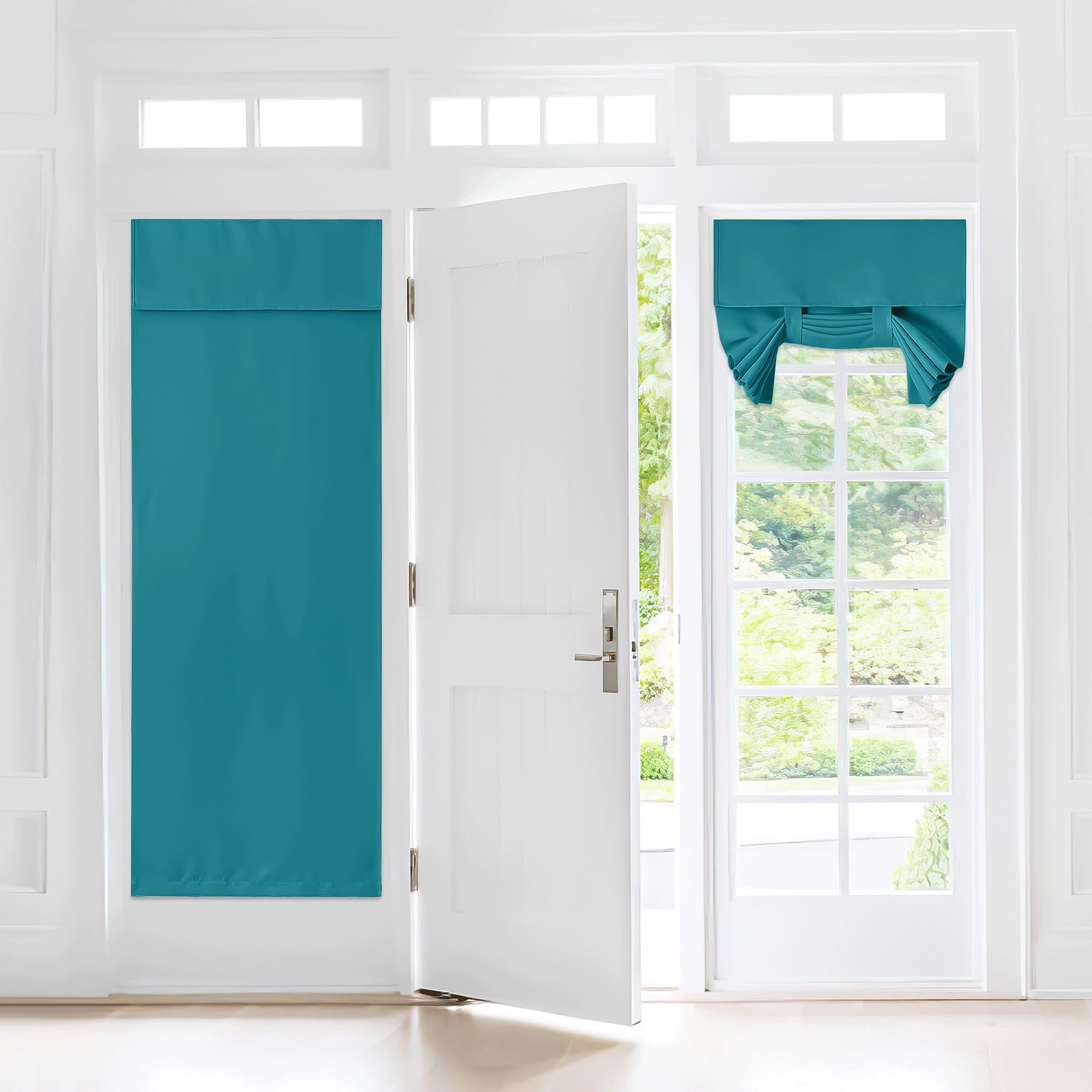 Nicetown Door Curtains For Door Window, Privacy Paper Blinds For Door Covering French Front Thermal Insulated Door Curtain Shade For Bathroom Living Room, 30 X 72 Inches Long, 1 Pc, Peacock Teal