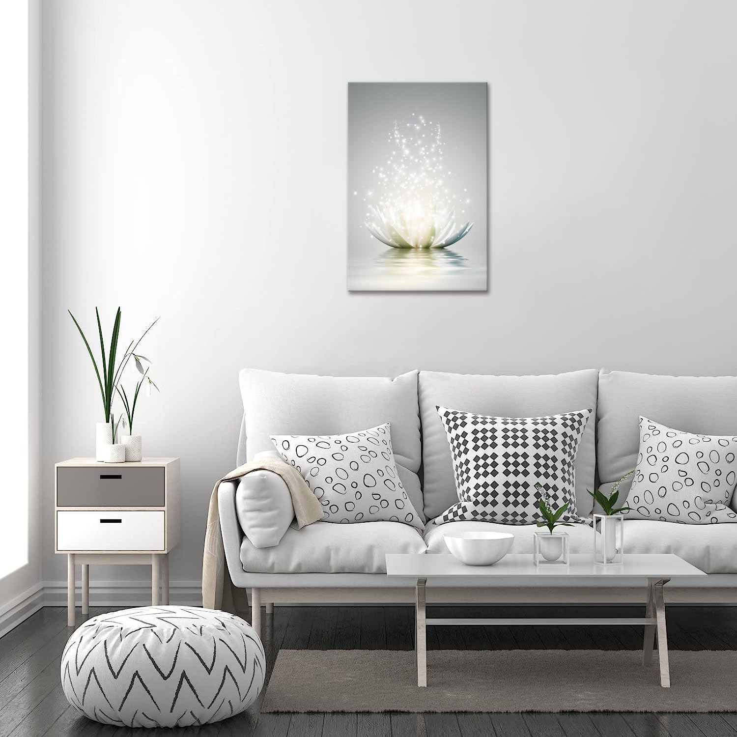 Lotus Floral Canvas Prints Art For Zen Office Decor Wall Art Meditation Pictures Modern Artwork Painting Framed Ready To Hang(20