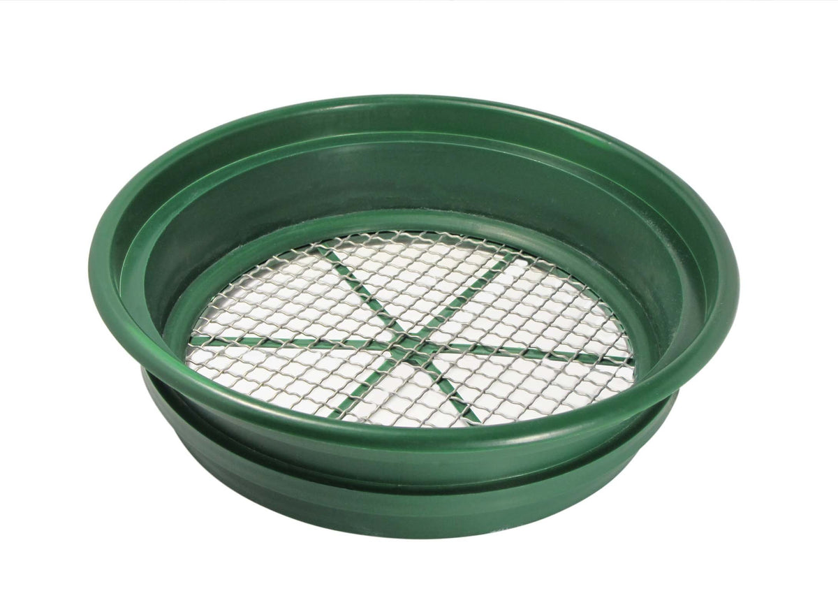 Se 13 1/4 Inch Stackable Classifier Gold Prospecting Pan - 1/2 Inch Stainless Steel Mesh Sifting Pan, Green