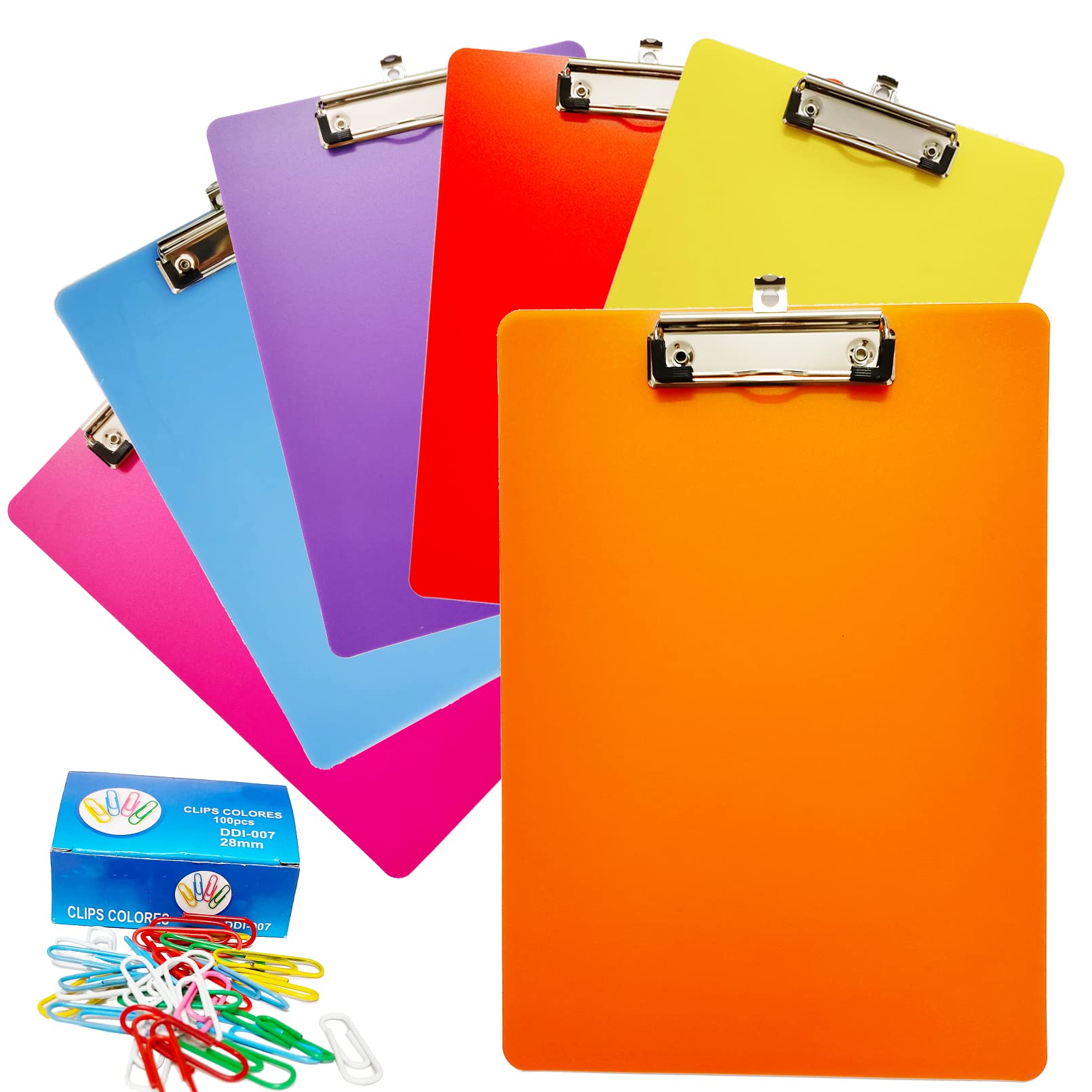 Smilixin 6 Pack Plastic Clipboards,Office Clipboards Standard A4 Letter Size,Colorful Clear Clip Boards With Hangable Low Profil