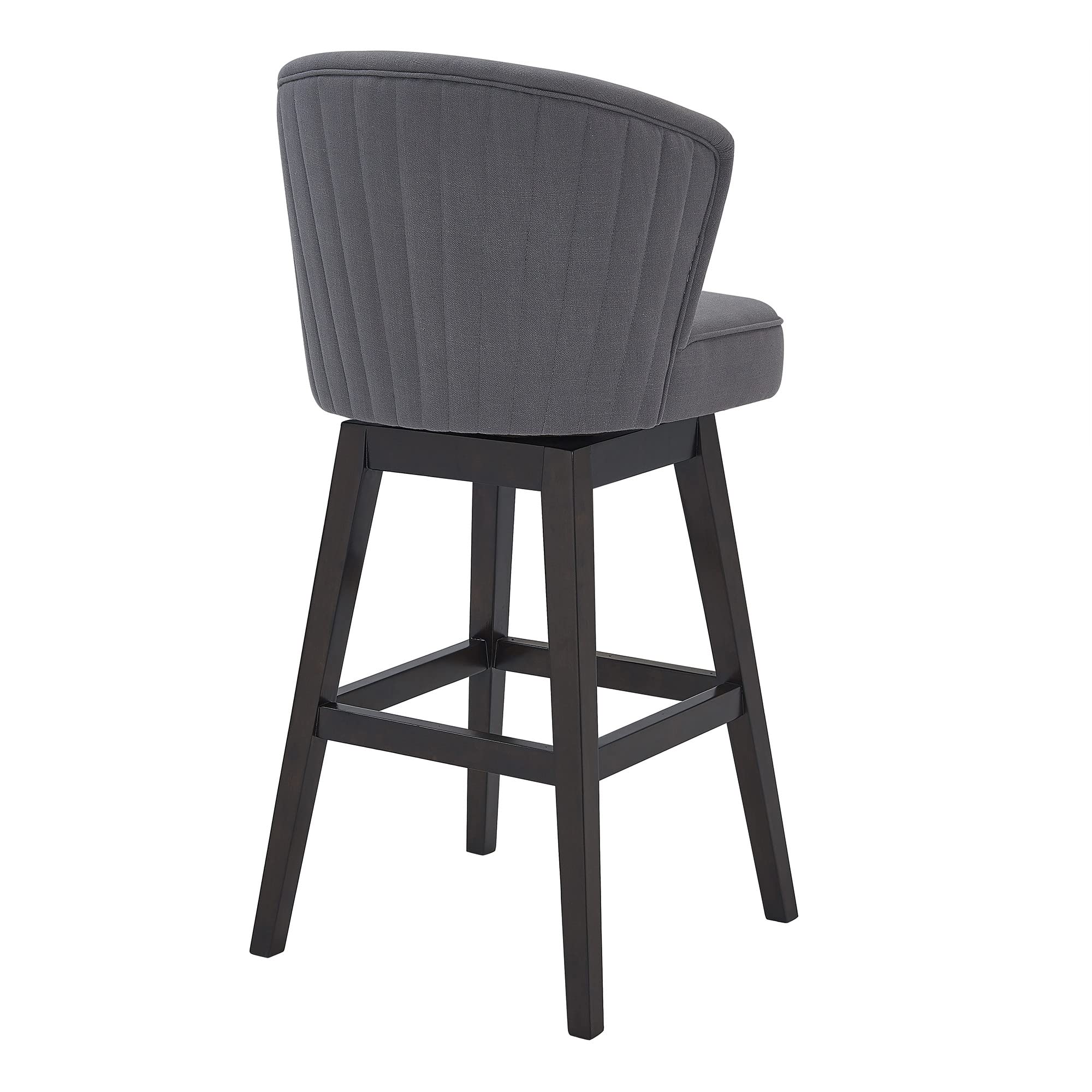 HomeRoots Gray Wood, Foam, Fabric, Metal Turnplate/Kickplate 26' Grey Espresso Wood Fabric Swivel Bar Stool