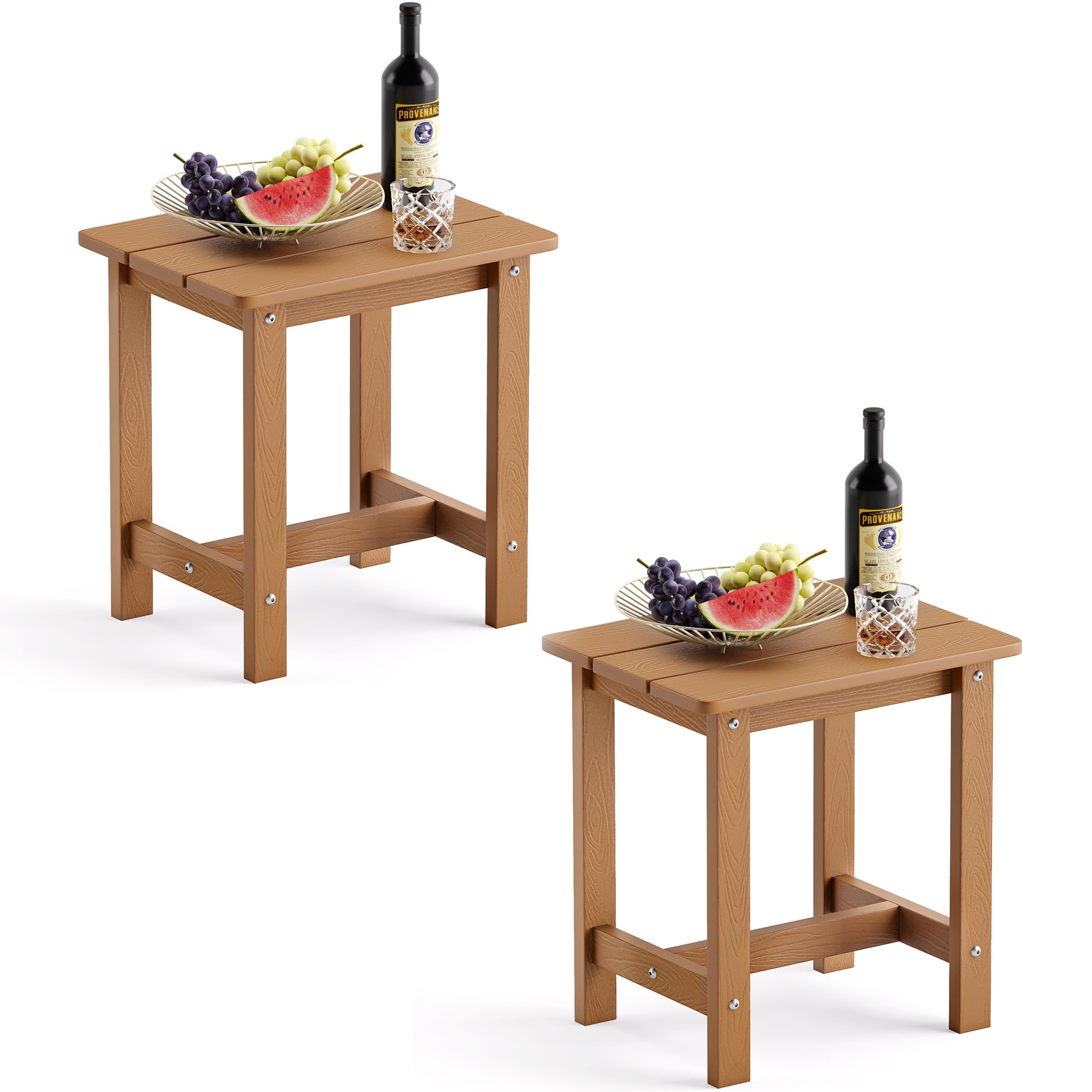 LUE BONA Outdoor Side Table Set of 2, HDPS Small Outdoor Adirondack Side Tables, Outside End Table for Patio, Porch, Deck, Pool,
