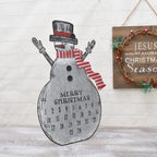 Metal Snowman Christmas Countdown Decorations, Rustic Snowman Table Top Decor 24 Days Christmas Advent Calendar Wall Hanging Sno