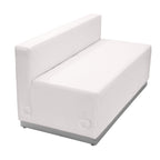 Flash Furniture HERCULES Alon Series White LeatherSoft Loveseat with Brushed Stainless Steel Base