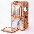 Zhehao 2 Pcs Water Hyacinth Storage Baskets with Window