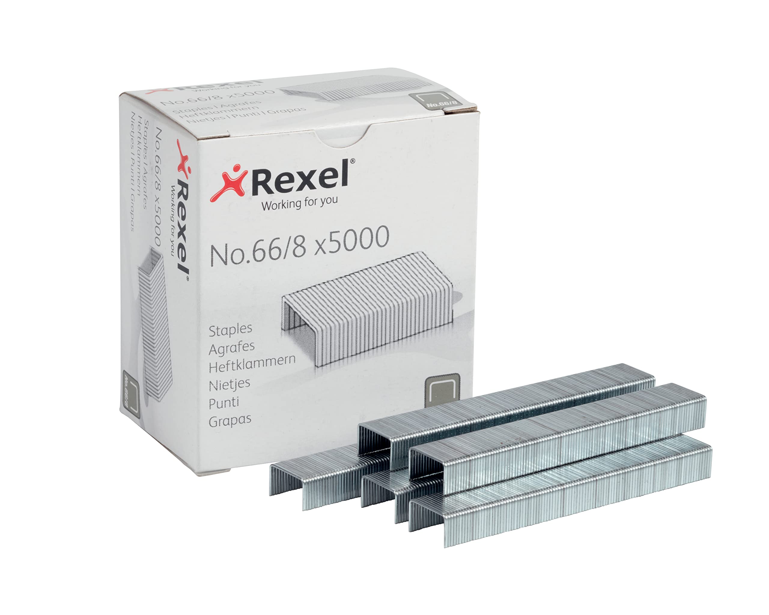 Rexel No.66/8 Mm Heavy Duty Staples, For Stapling Up To 40 Sheets, Use With The Rexel Giant And Goliath Staplers, Box Of 5000, 6