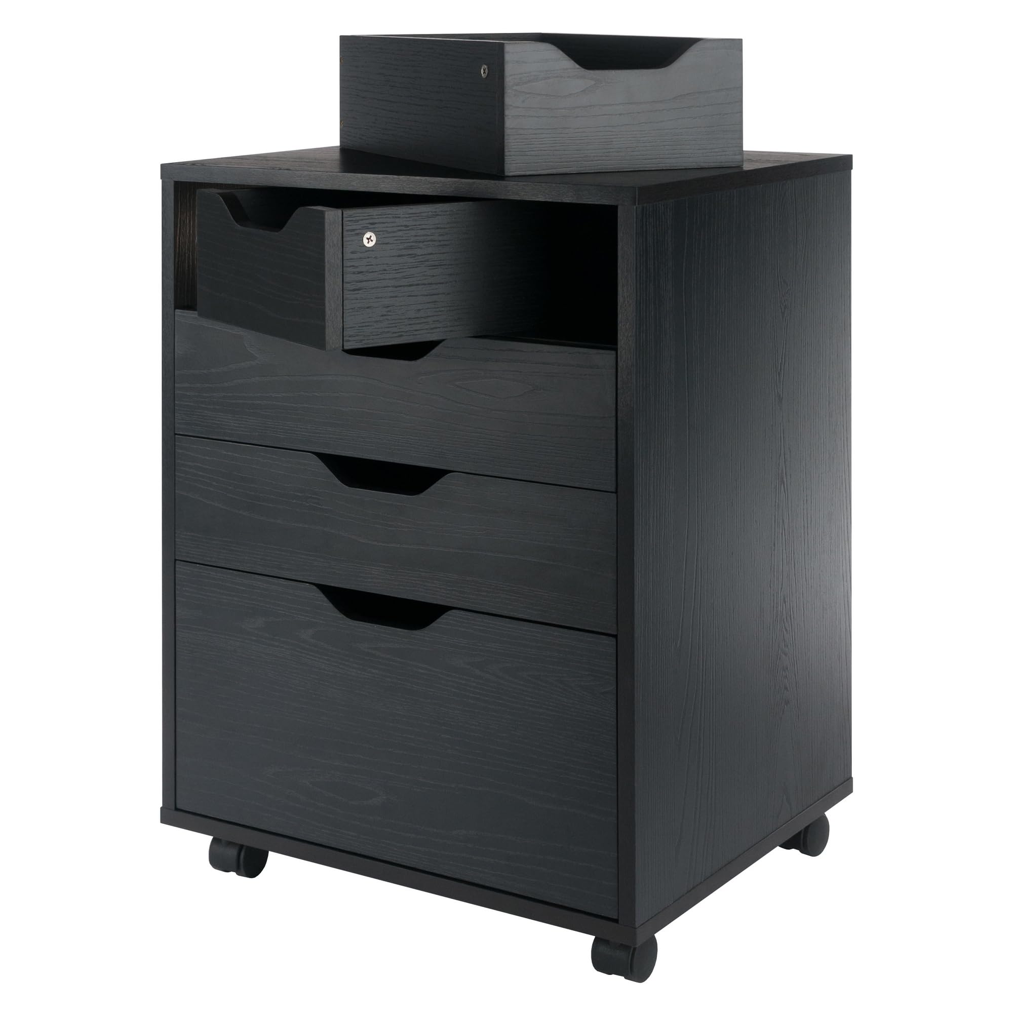 Winsome Halifax Bins & Drawers Mobile Cabinet, for Home Office, Black