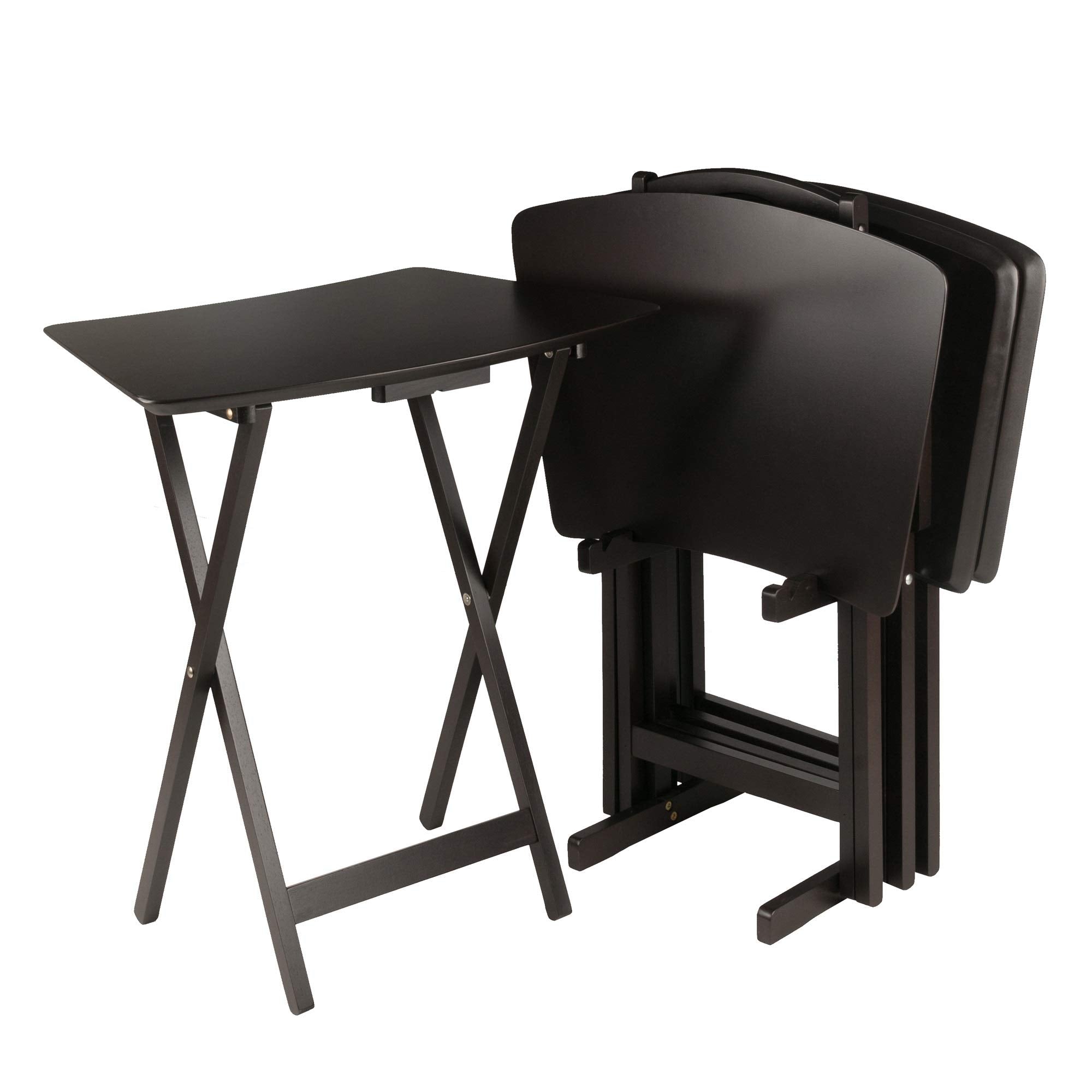 Ergode Wood Anila 5-Piece Snack Table Set | Folding Trays | Enhance Entertaining Experience