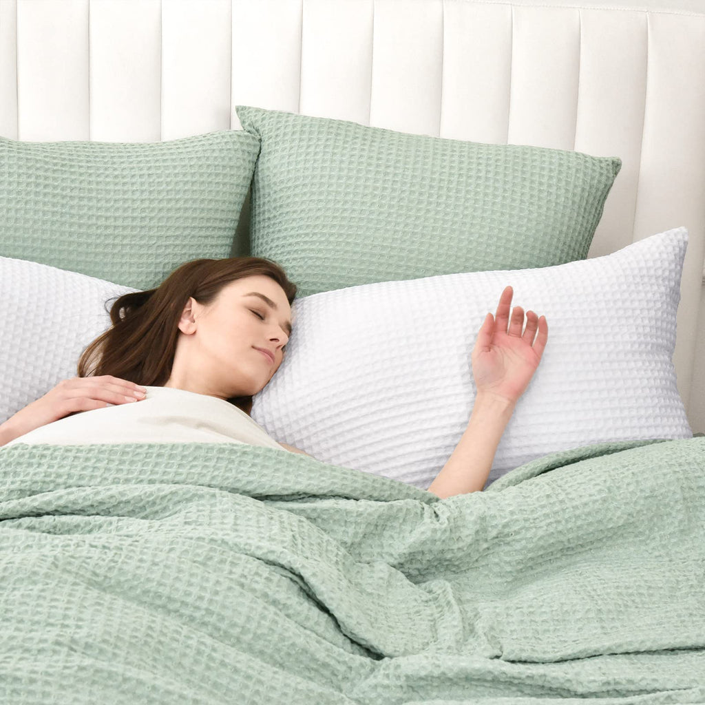 Phf Ultra Soft Waffle Weave Body Pillowcase 20' X 54', No Insert, Breathable & Skin-Friendly Body Pillow Sham With Zipper, Decorative Waffle Weave Body Pillow Cover, White