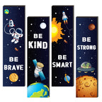 4 Pieces Space Decor Wooden Hanging Wall Plaques, Outer Space Theme Room Wall Art Decor, Boys Bedroom Decor Space Motivational Q