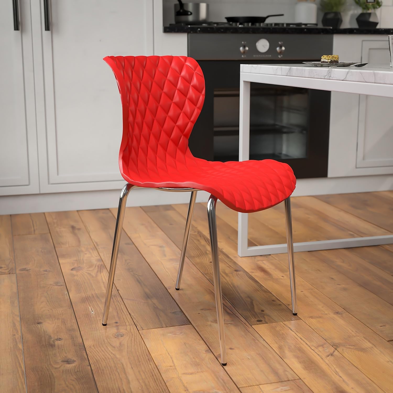 Flash Furniture Lowell Contemporary Design Red Plastic Stack Chair