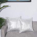 Eternal Beauty Sequin Pillow Case, Decorative Glitter Pillow Cover For Home Decor Throw Cushion Cover, 18X18 Inches, Silver, Set