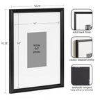 Kate And Laurel Adlynn Rectangle Picture Frame Set Of 3, 11 X 14 Matted To 5 X 7, Black, Modern Three-Piece Frame Set For Galler