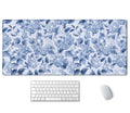 Ssoiu Blue Hydrangea Flowers Desk Mat, Floral Large Aesthetic Mouse Pad 35.5' X 15.7', Waterproof Desk Mat Stitched Edges, Non