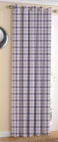 AIRWILL  Cotton Blackout and Room Darkening 9ft Long Door Curtains Pack of 1 pc. (Checks  Grey,Beige)