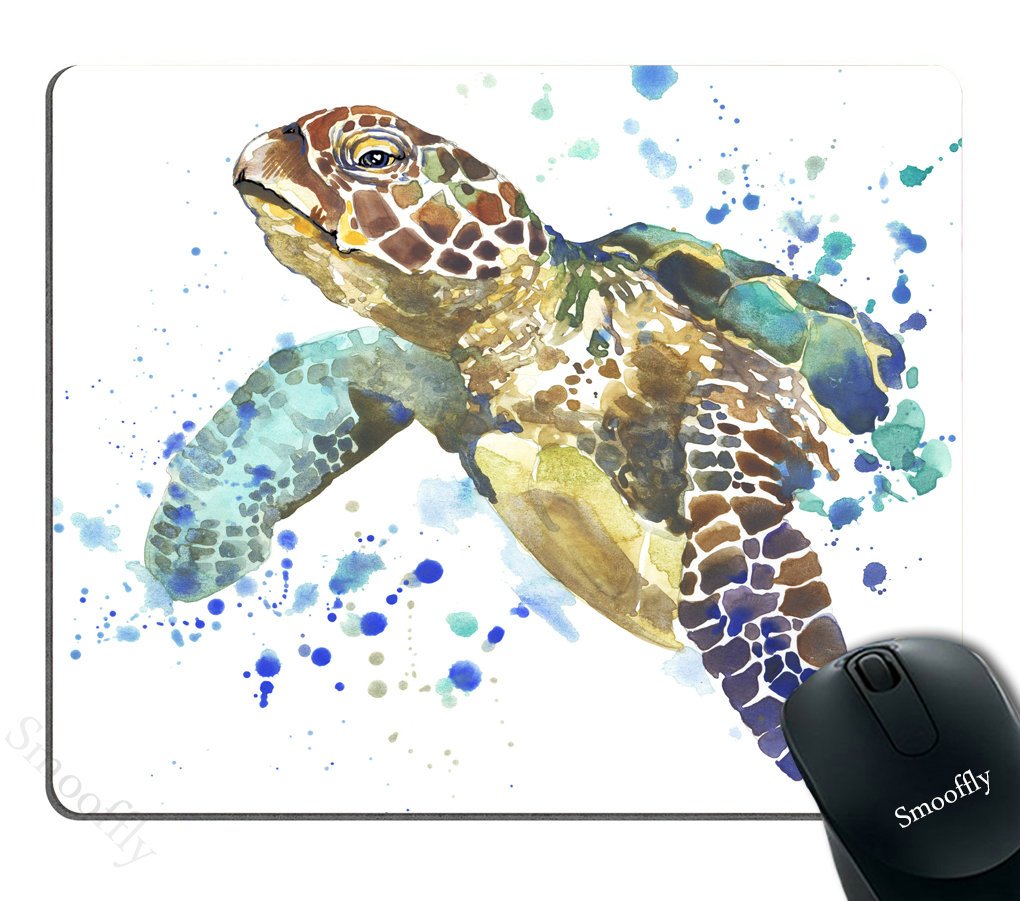 Smooffly Gaming Mouse Pad Custom,Sea Animal Lover Watercolor Brick Turtle Mouse Pad Personality Desings Gaming Mouse Pad