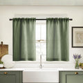 XTMYI Olive Green Linen Small Cafe Curtains 36 Inch Length Rod Pocket Farmhouse Boho Short Semi Sheer Curtains Tiers for Half Wi