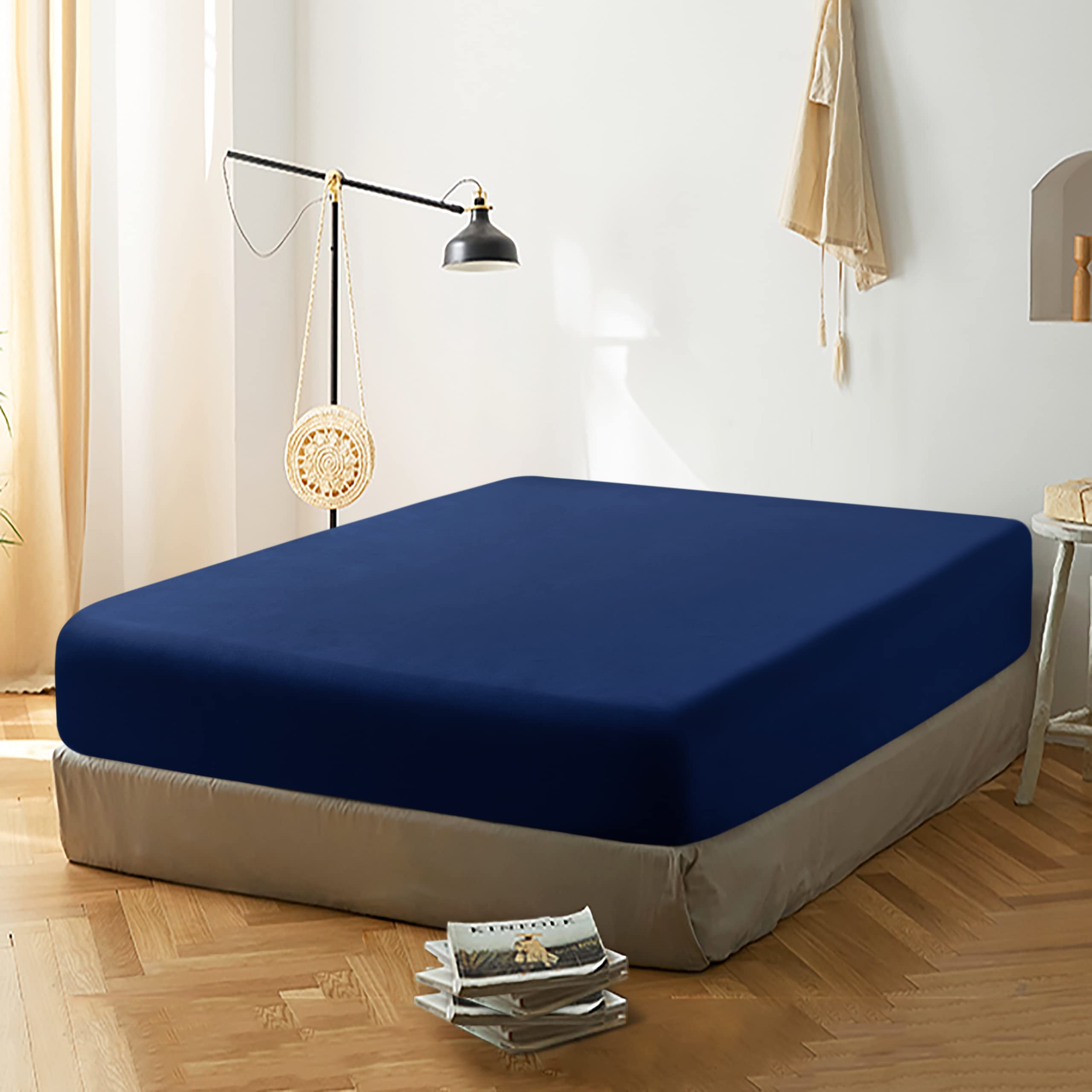 Bedsum Microfiber 15 Inches Deep Pocket Twin Fitted Bed Sheet Only, 1800 Thread Count Luxury Premium Wrinkle Fade Stain Resistan