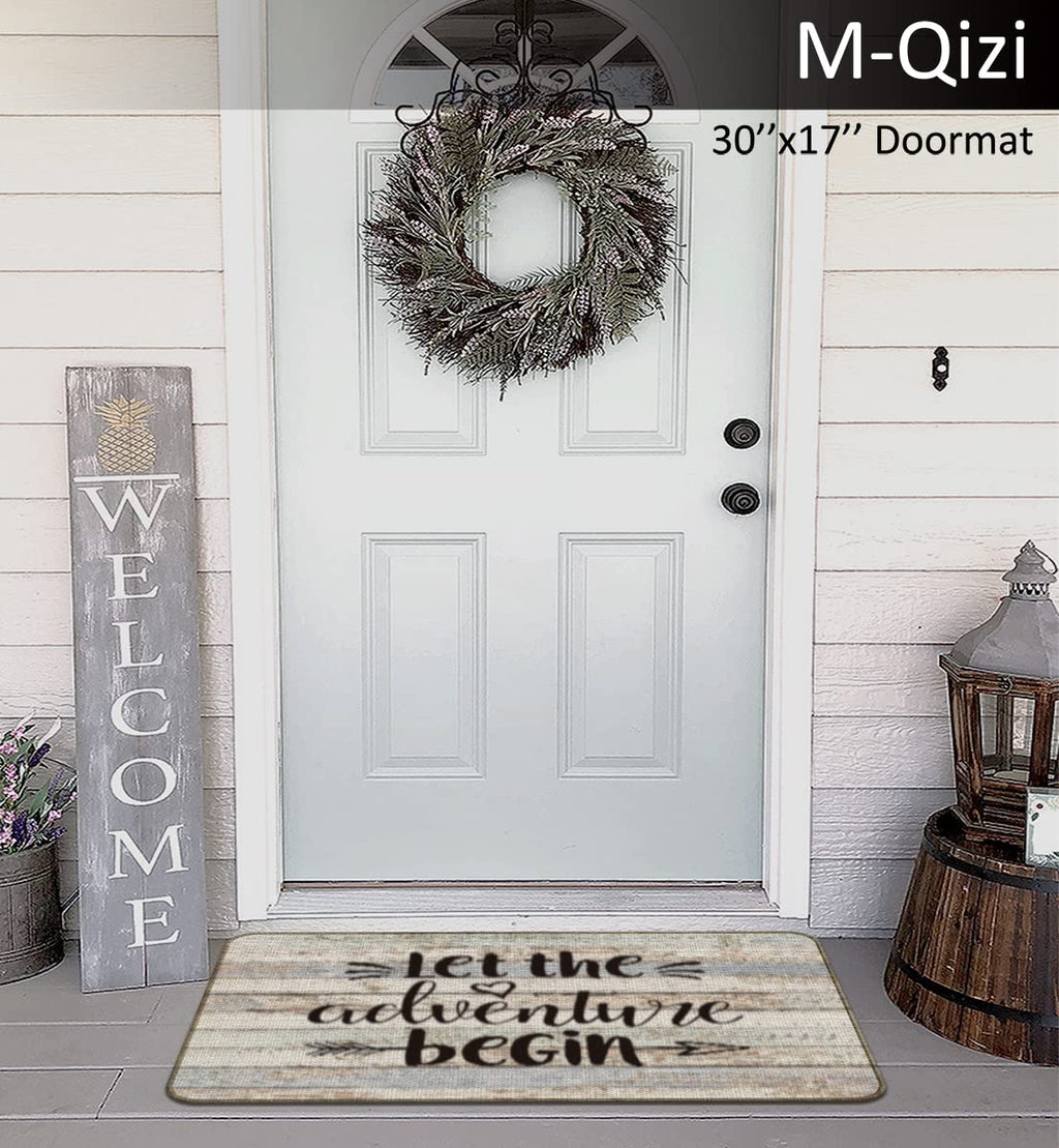 M-Qizi Camper Decor 3 Pieces Set - 1 Rv Door Mat 2 Camper Pillows Cover, 30'X17' Rv Rugs For Inside, 18X18 Pillow Cover, Rv Gi