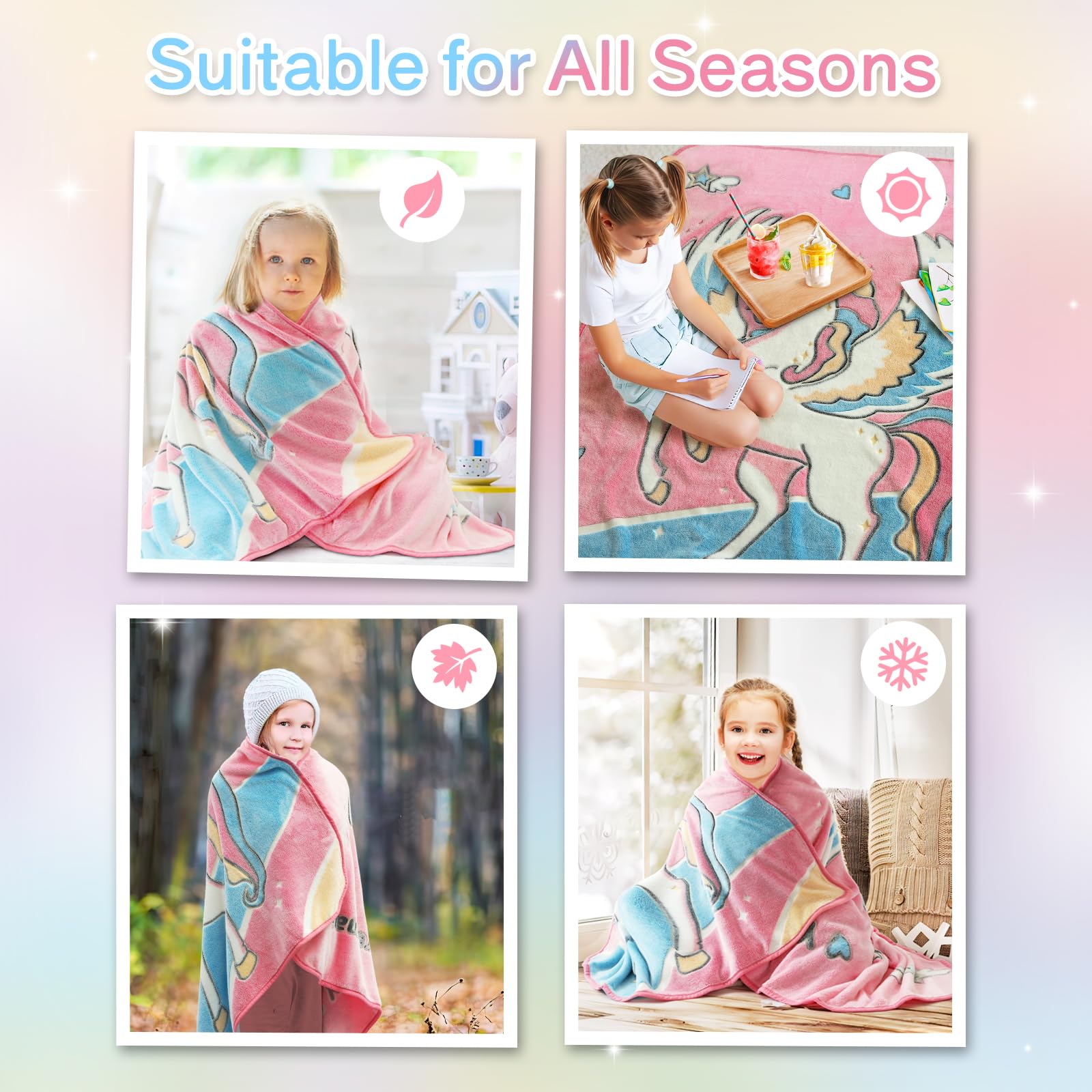 Glow In The Dark Blanket Unicorn Gifts For Girls Kids Blankets Super Soft 3 4 5 6 7 8 9 10 Year Old Girl Gift Ideas Girls Toys A