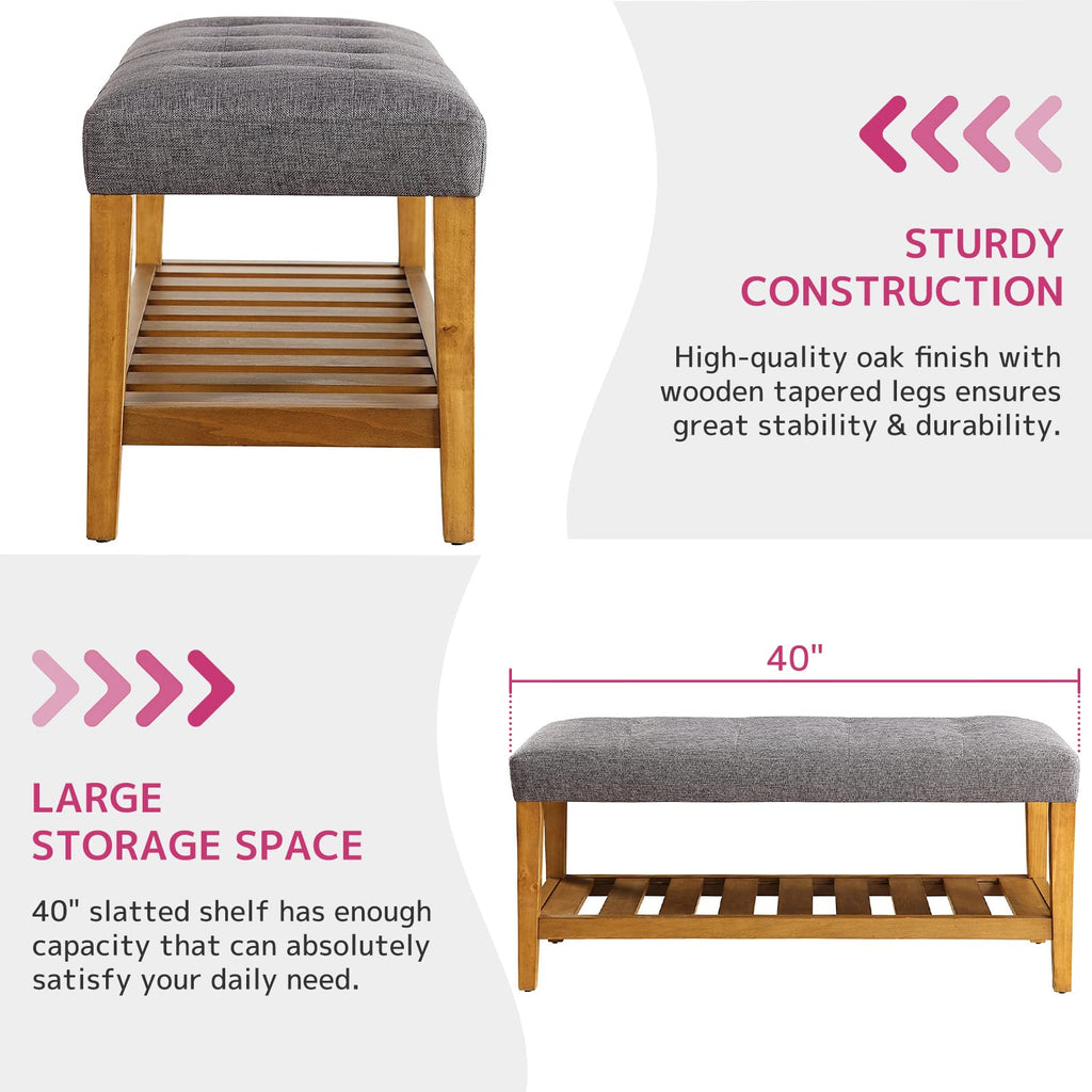 Acme Charla Bench In Gray And Oak