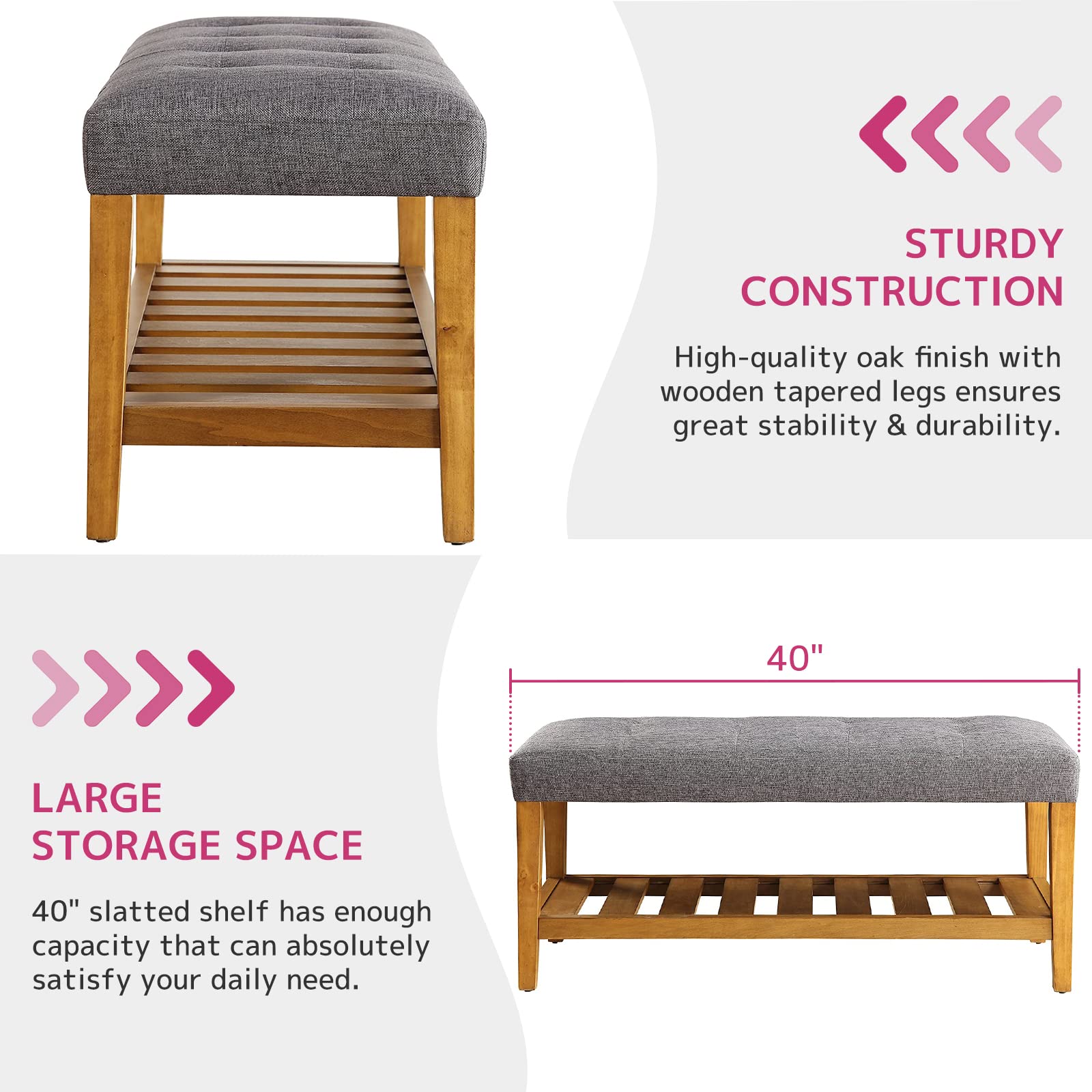 Acme Charla Bench In Gray And Oak