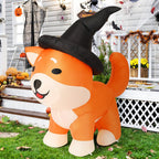 Comin 4 Ft Halloween Inflatables Dog Outdoor Decorations Blow Up Yard Wizard Shiba Inu Dog With Built-In Leds For Indoor Party G