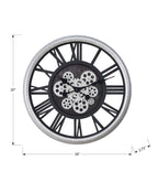 Monarch Specialties I 9058 Clocks, 20' Round, Gear Mechanism, Wall Clock, Black, Silver, Transitional