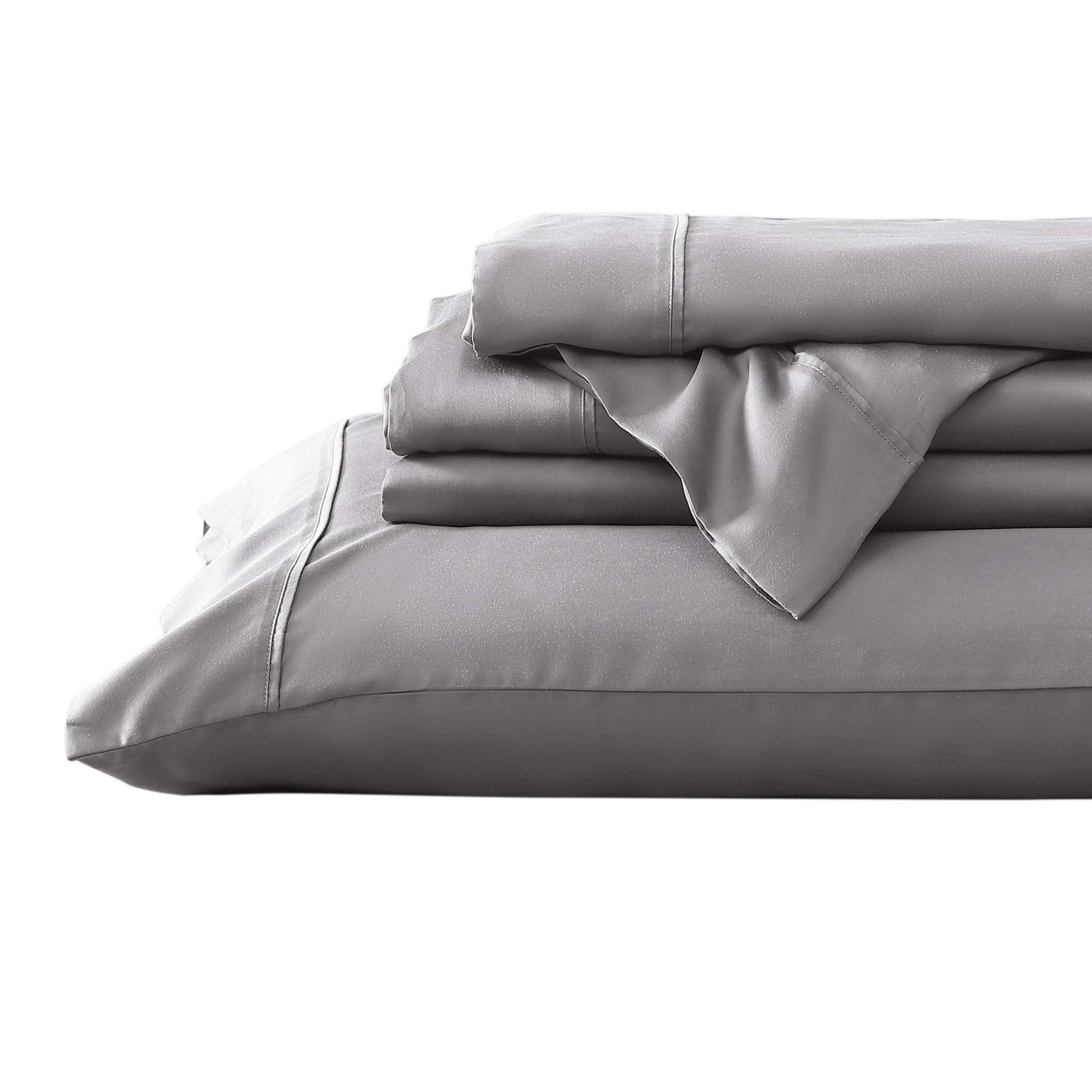 Valeron 100% Tencel Modal Sateen Woven-Luxuriously Soft, Breathable, Cooling Beech Tree Fiber-Sheet Set, Cal King, Silver