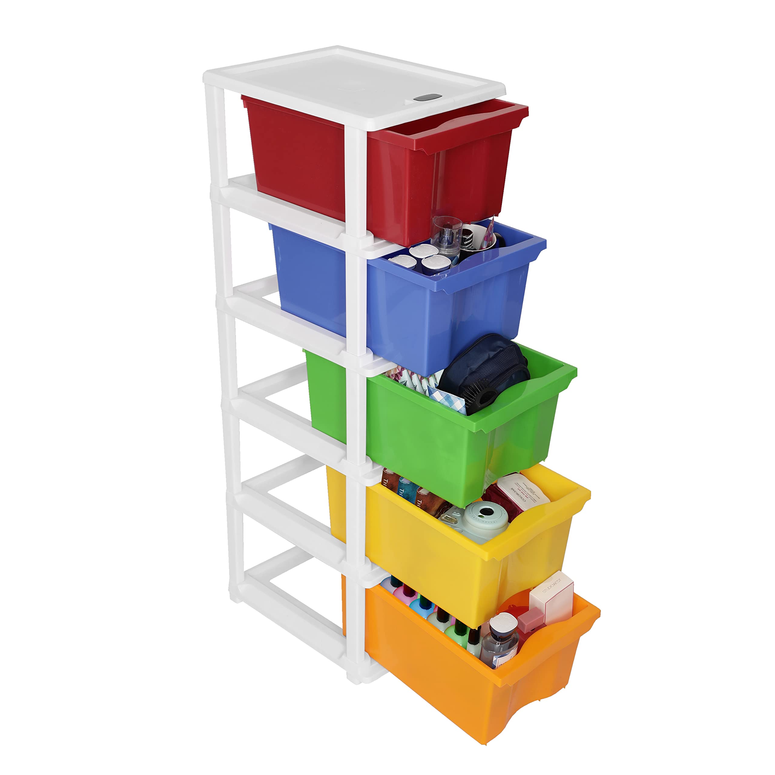 Simparte 5 Layer Plastic Drawer Storage Organizer Big In MultiColor  Durable Modular Cabinet For Home, Office, Kitchen, Kids R
