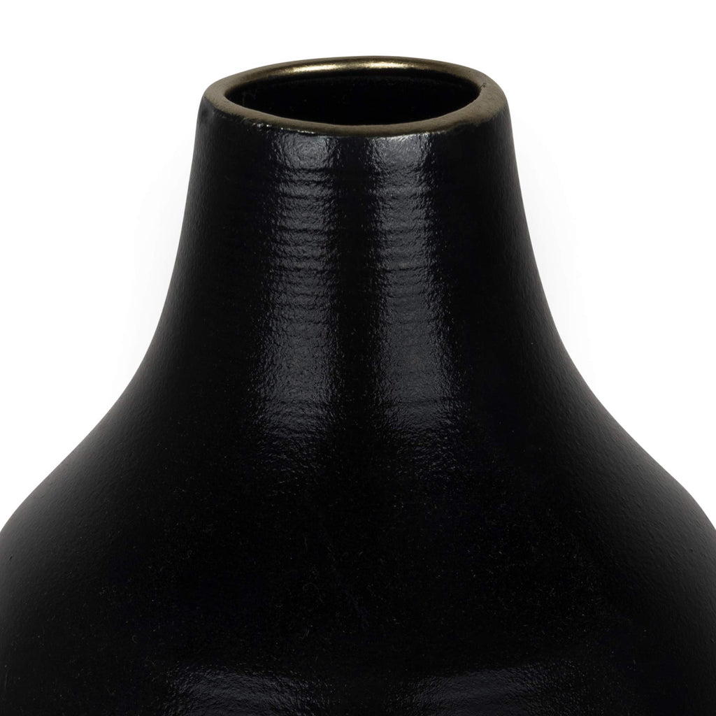 HomeRoots 100% Metal Dora Small Cement Gray and Black Dipped Vase