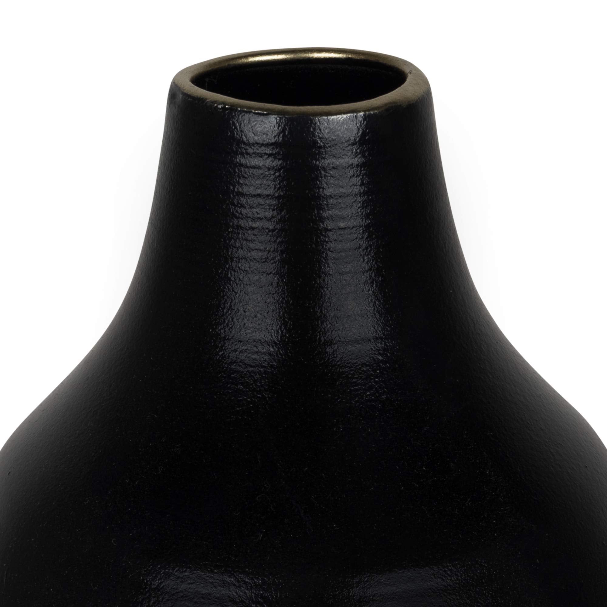 HomeRoots 100% Metal Dora Small Cement Gray and Black Dipped Vase