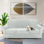 Znsayotx Luxury Velvet Couch Cover 4 Piece Stretch Sofa Covers For 3 Cushion Couch Thick Soft Spandex Sofa Slipcover Living Room Anti Slip Dogs Furniture Protector (Silver Grey), 71'-91'(3 Cushions)