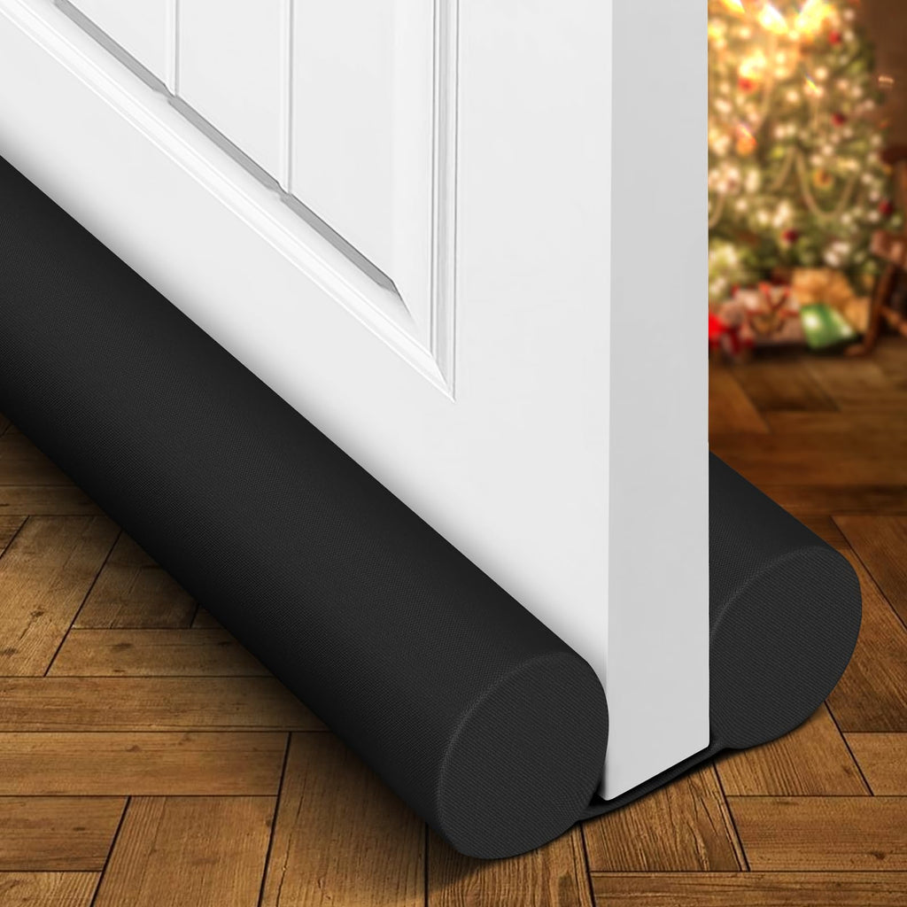 Holikme Door Draft Stopper Weather Stripping Window Breeze Blocker Adjustable Door Sweeps 38Inch, Black