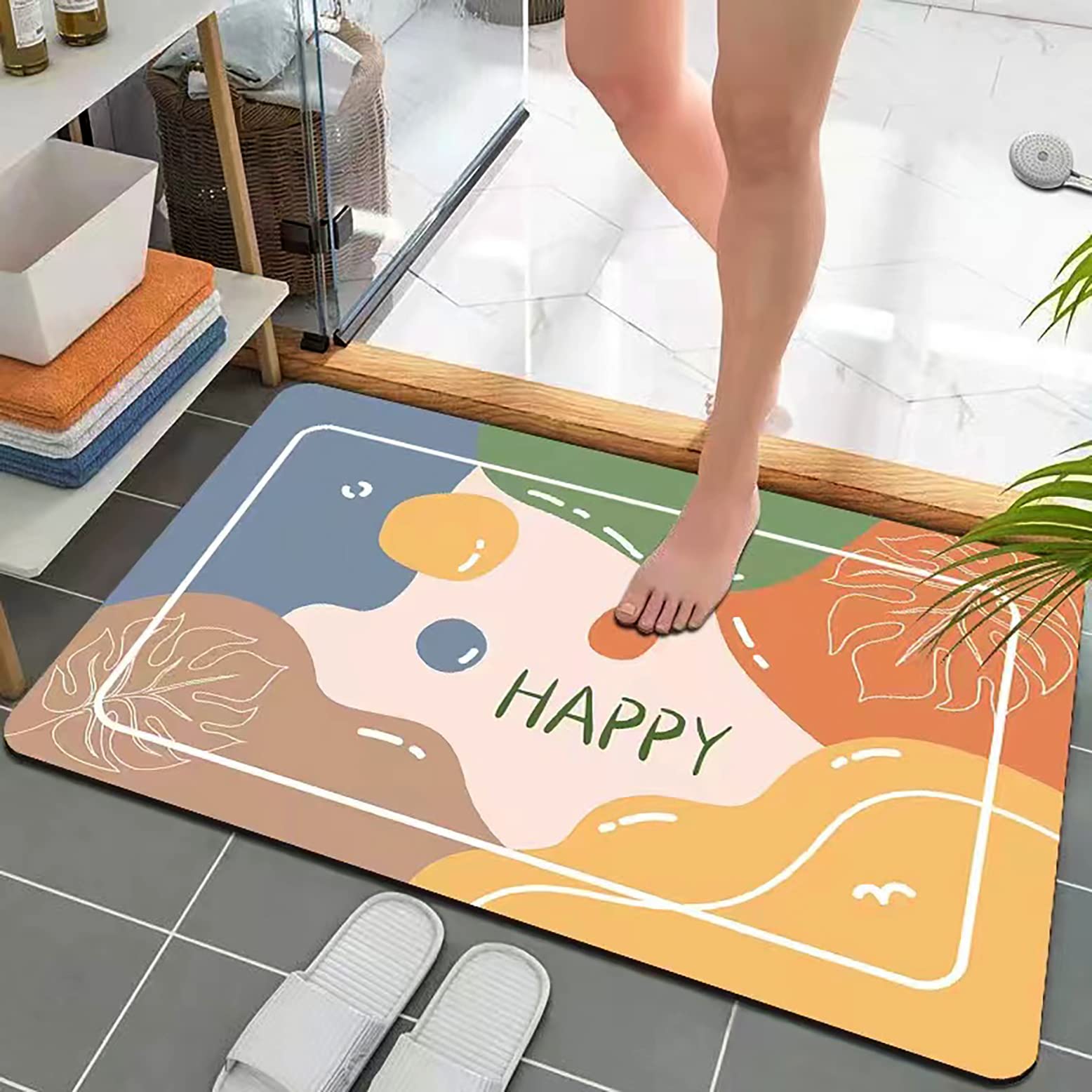 NSXEEN Rug Bath Mat Rubber Non Slip Quick Dry Super Absorbent 4mm Thin Bathroom Rugs Bathroom Floor, Washable Bath Mat Shower Ma