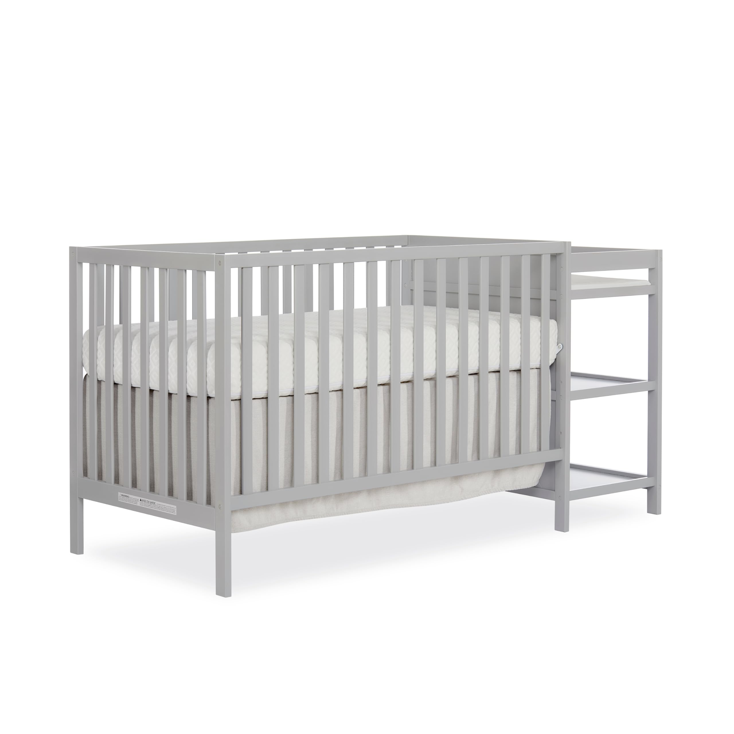 Dream On Me Synergy Convertible Crib and Changer in Pebble Grey with Detachable Changing Table, JPMA Certified, 1    Changing pa