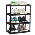 SZSHYNJ 4 Tier Double Row Small Shoe Rack, Slim Plastic Shoes Stand