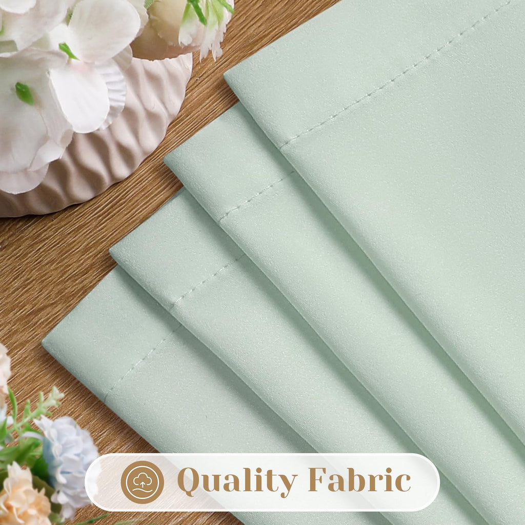 Homeideas Non-See-Through Sage Green Privacy Sheer Curtains 52 X 45 Inches Long 2 Panels Sheer Curtains Light Filtering Window Curtains Drapes For Bedroom Living Room