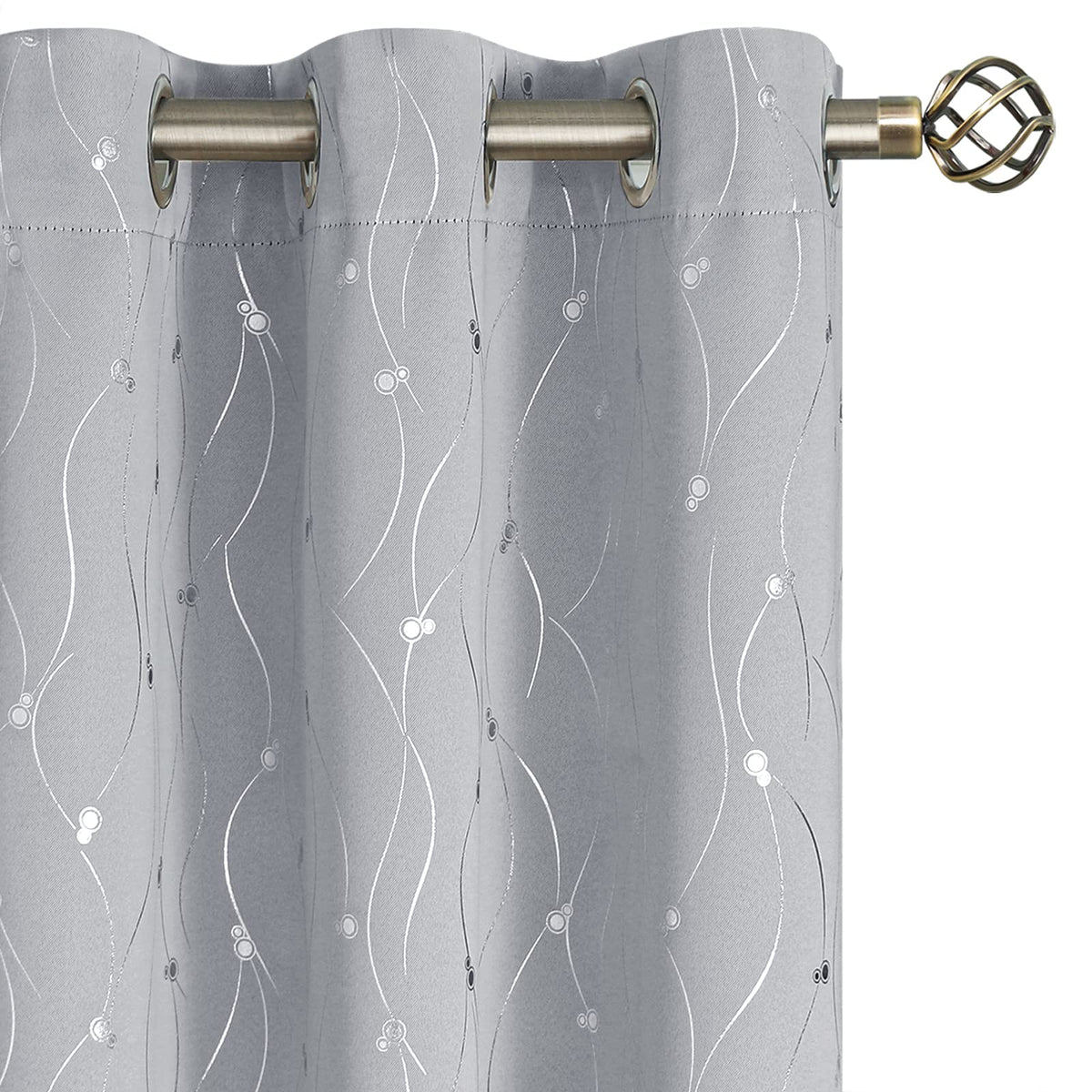 Bgment Room Darkening Curtains 72 Inches Long, Grommet Thermal Insulated Blackout Curtains With Wave Line And Dots Printed For B
