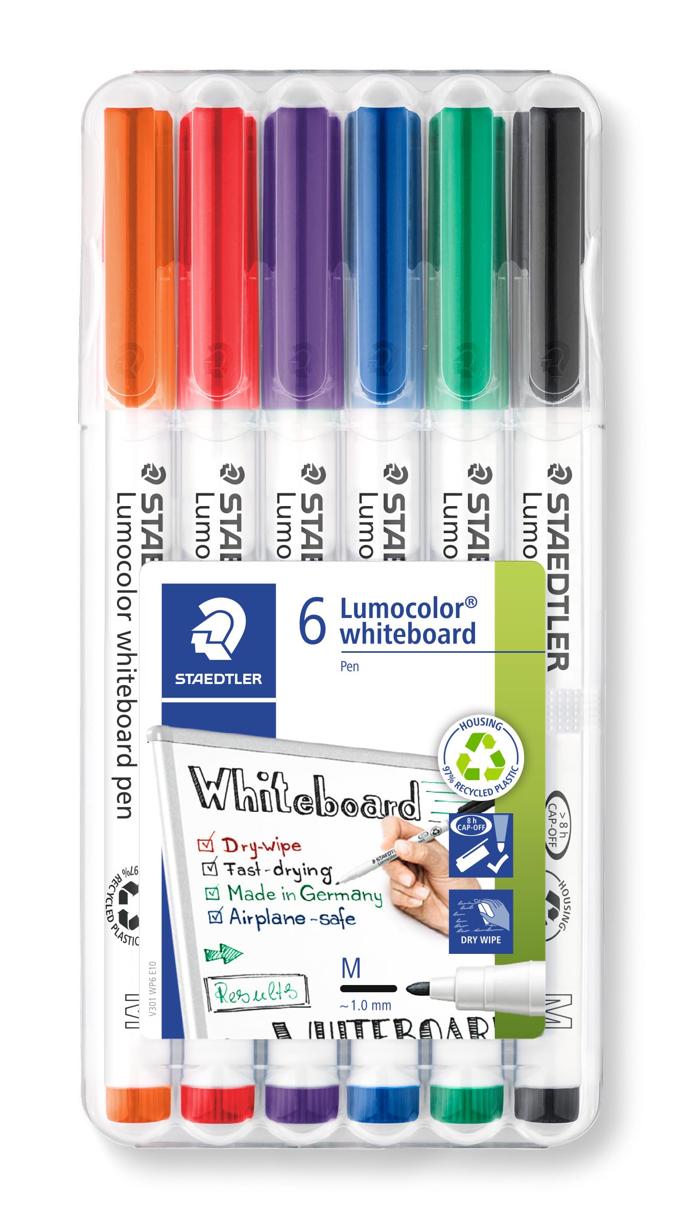 Staedtler 301 Wp6 Whiteboard Pens, Assorted Colour, Pack Of 6