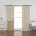 Best Home Fashion Umixm Tulle Sheer Lace & Blackout 4 Piece Curtain Set - Antique Bronze Grommet Top - Wheat - 52' W X 96' L -