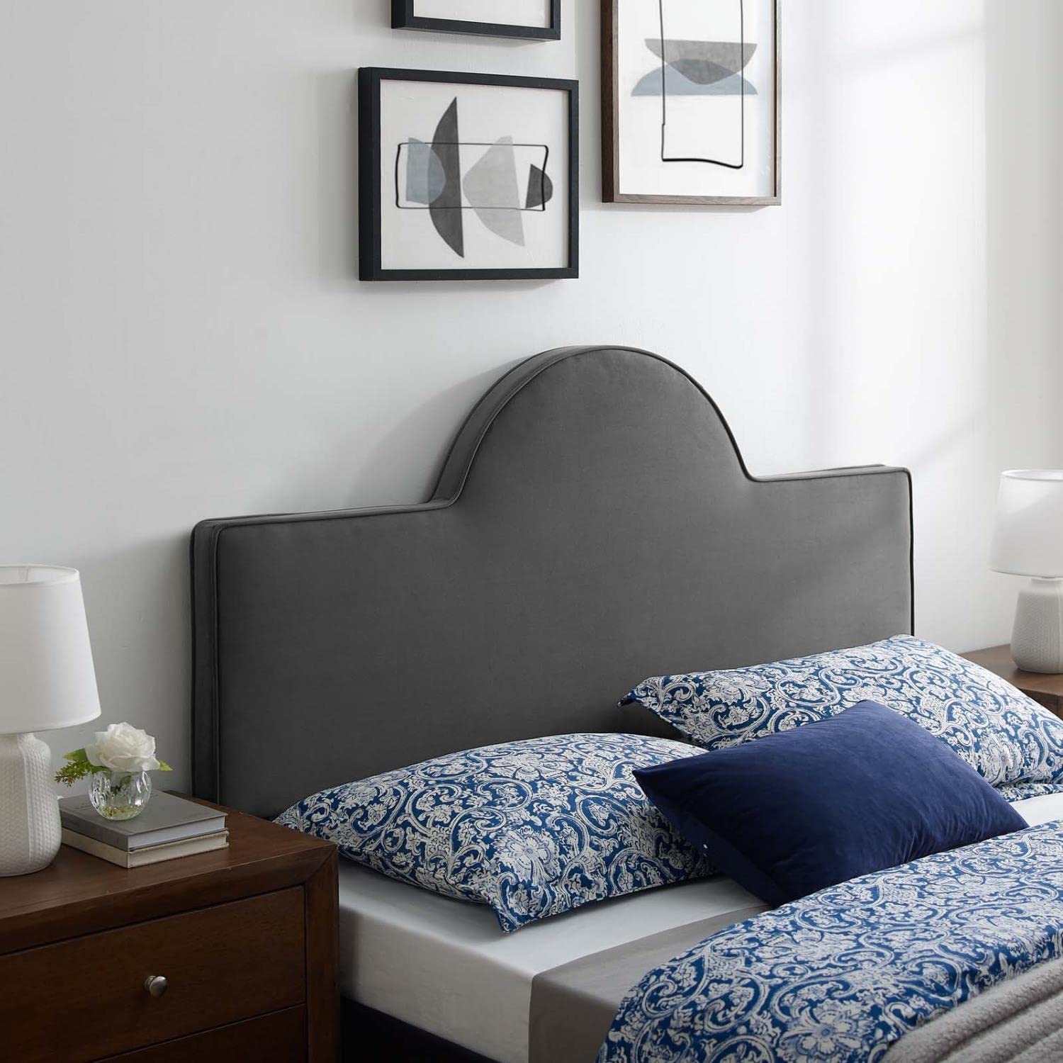 Modway Dawn Performance Velvet Headboard, Full/Queen, Charcoal