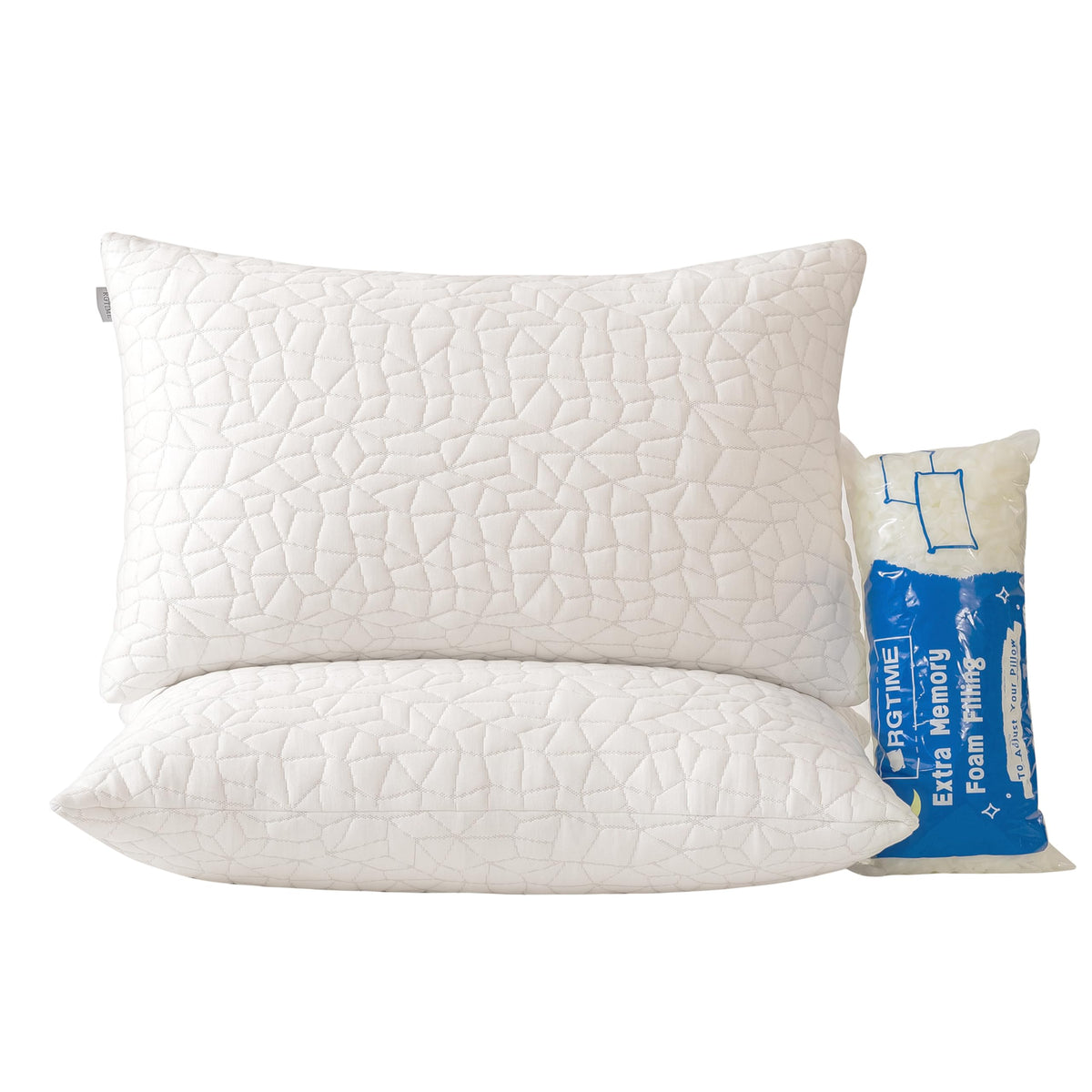 Rgtime Shredded Memory Foam Pillows, Standard Size Set Of 2,Adjustable Bed Pillows For Side Back Stomach Sleepers,Comfy Cooling