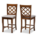 Baxton Studio Aria Modern Fabric Cut-Out Back Counter Stool, Grey and Walnut, 2-Pieces/Set (167-2PC-9888-HT)