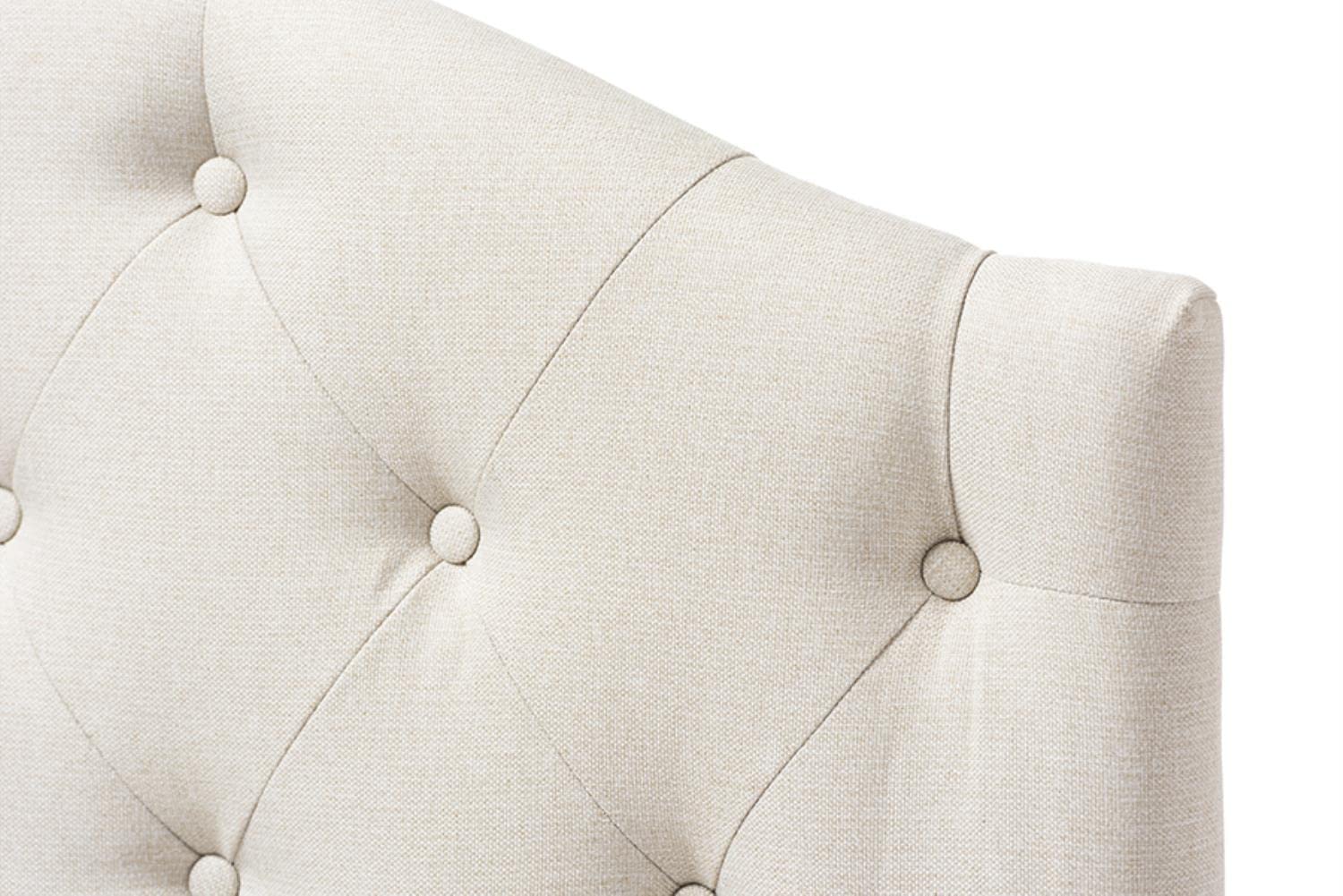 Baxton Studio Myra Modern And Contemporary Fabric Upholstered Button-Tufted Scalloped Headboard Beige/Twin