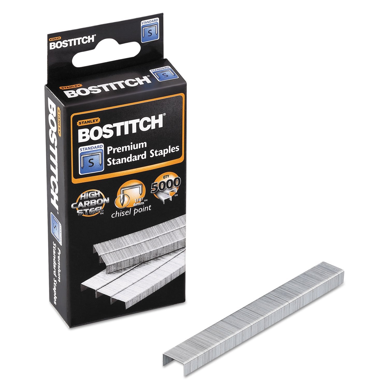 Bostitch Office Premium Standard Staples, 1/4 Inch Silver, 5,000 Per Box, 4 Pack = Total 20,000 Staples