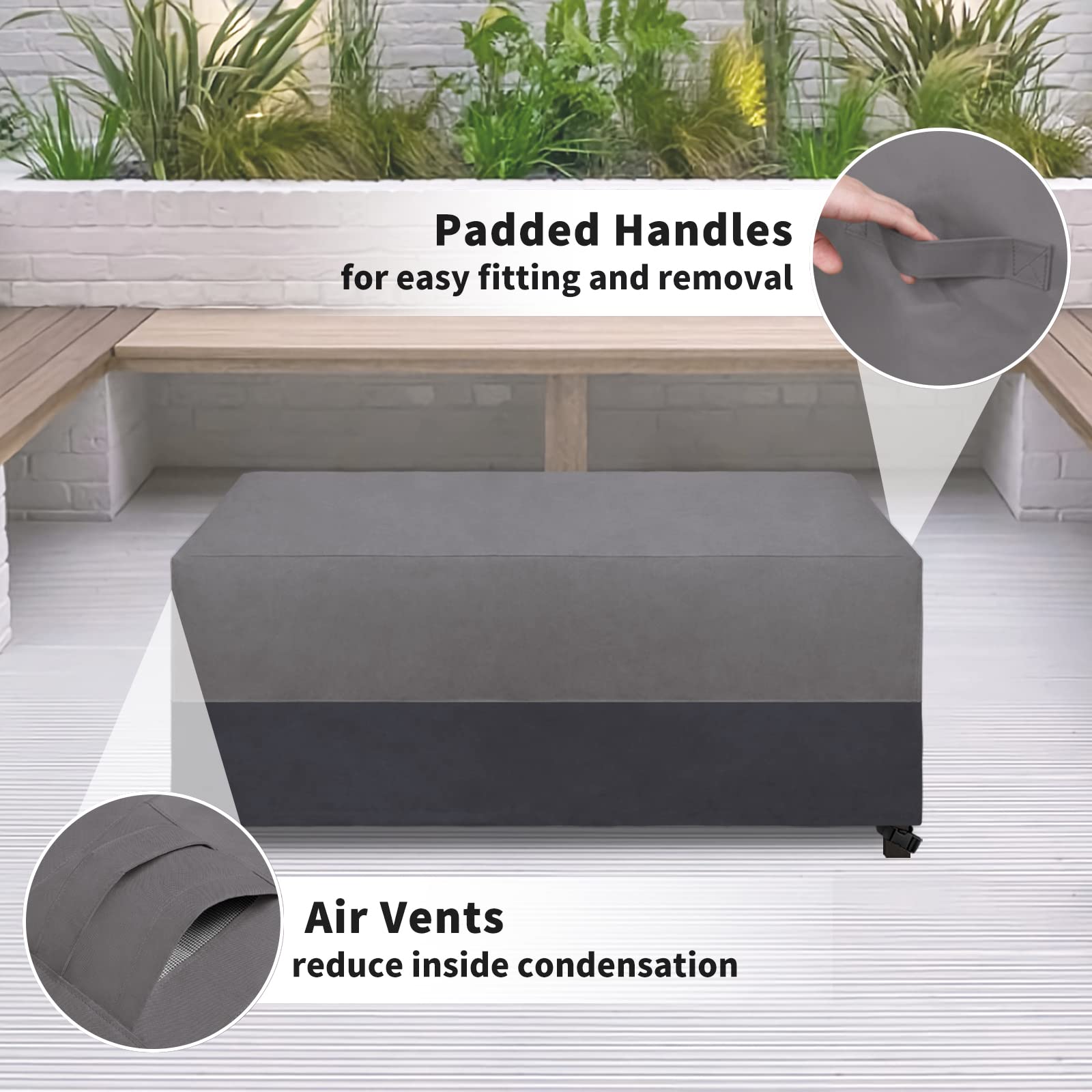Easy-Going Patio Coffee Table Cover Small Outdoor Rectangular Table Cover, Uv Resistant Waterproof Patio Furniture Cover (48' Lx28 Wx16 H, Gray/Dark Gray)