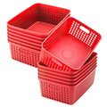 Lineshading 12 Pack Plastic Storage Baskets for Organizing, Red